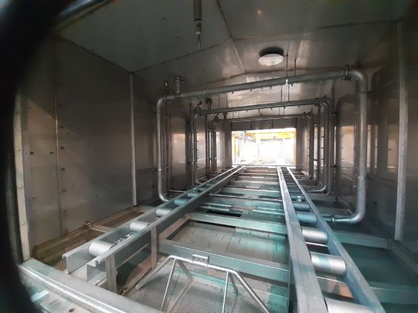 Interior washing tunnel parts train