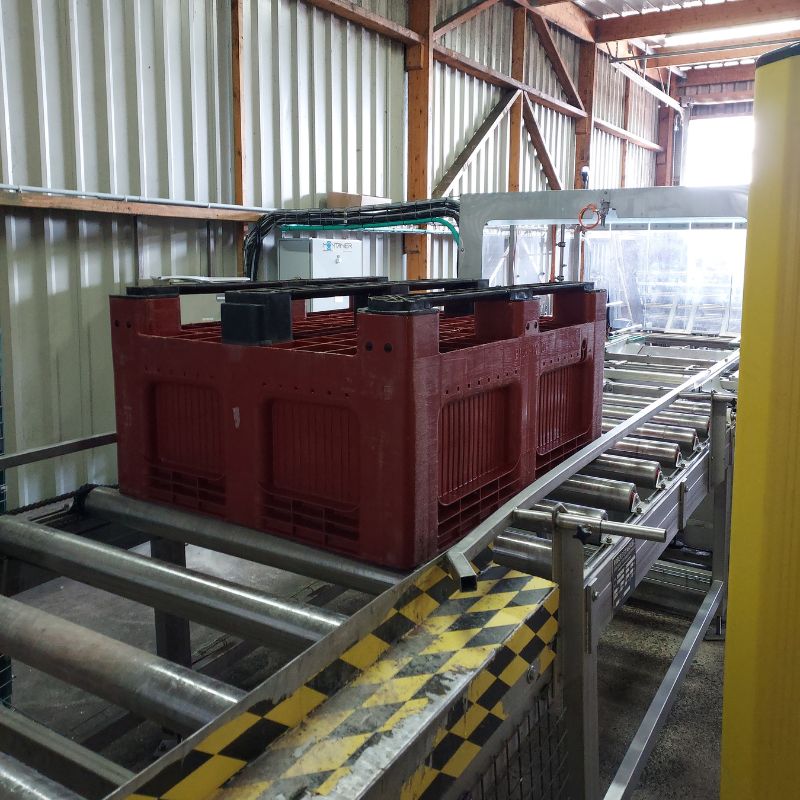 Pallet crate washer for agriculture